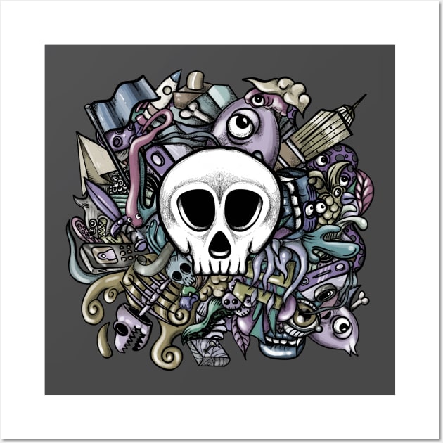 Doodle Skull Wall Art by fakeface